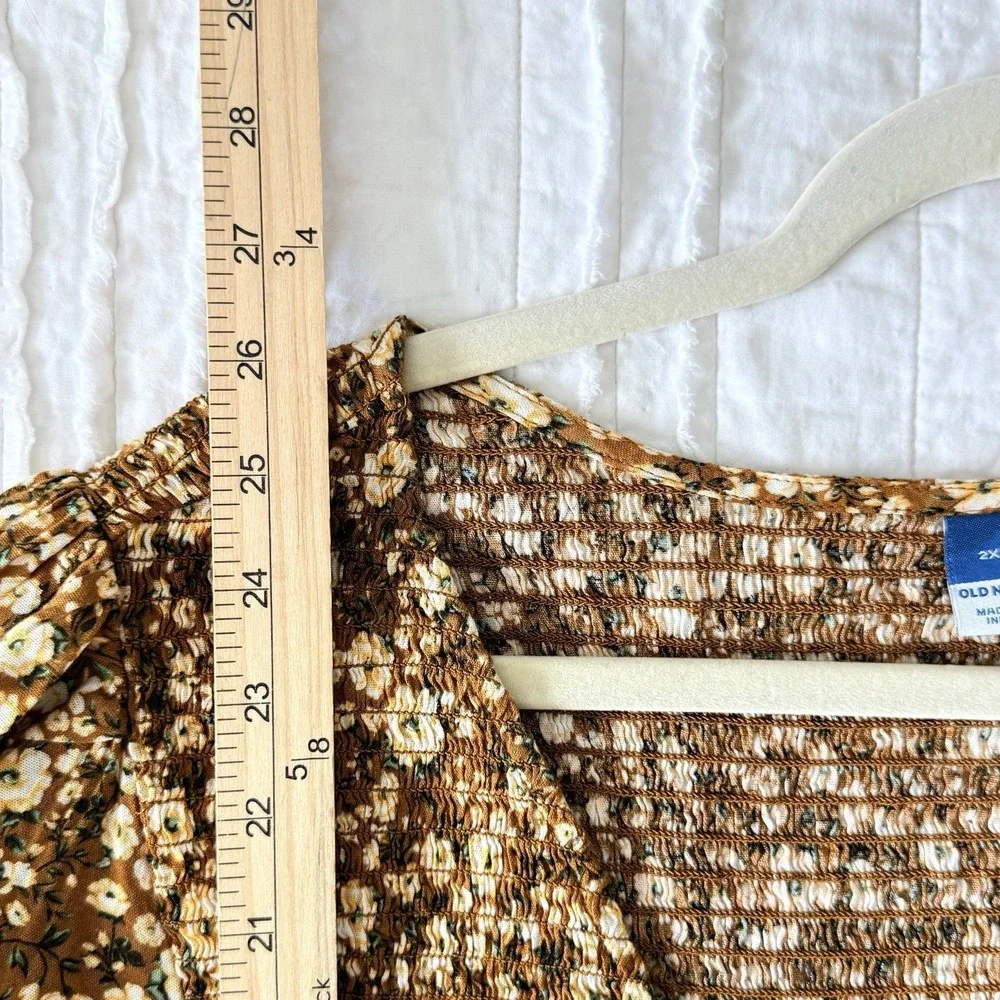 Old Navy‎ Womens Blouse Plus Size 2X Yellow Peasant Cottagecore Boho